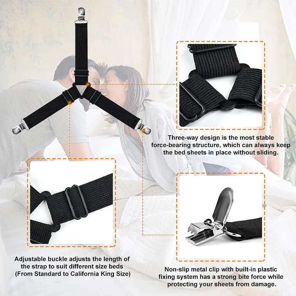 4PCS/Set Elastic Bed Sheet Grippers Fastener Clips