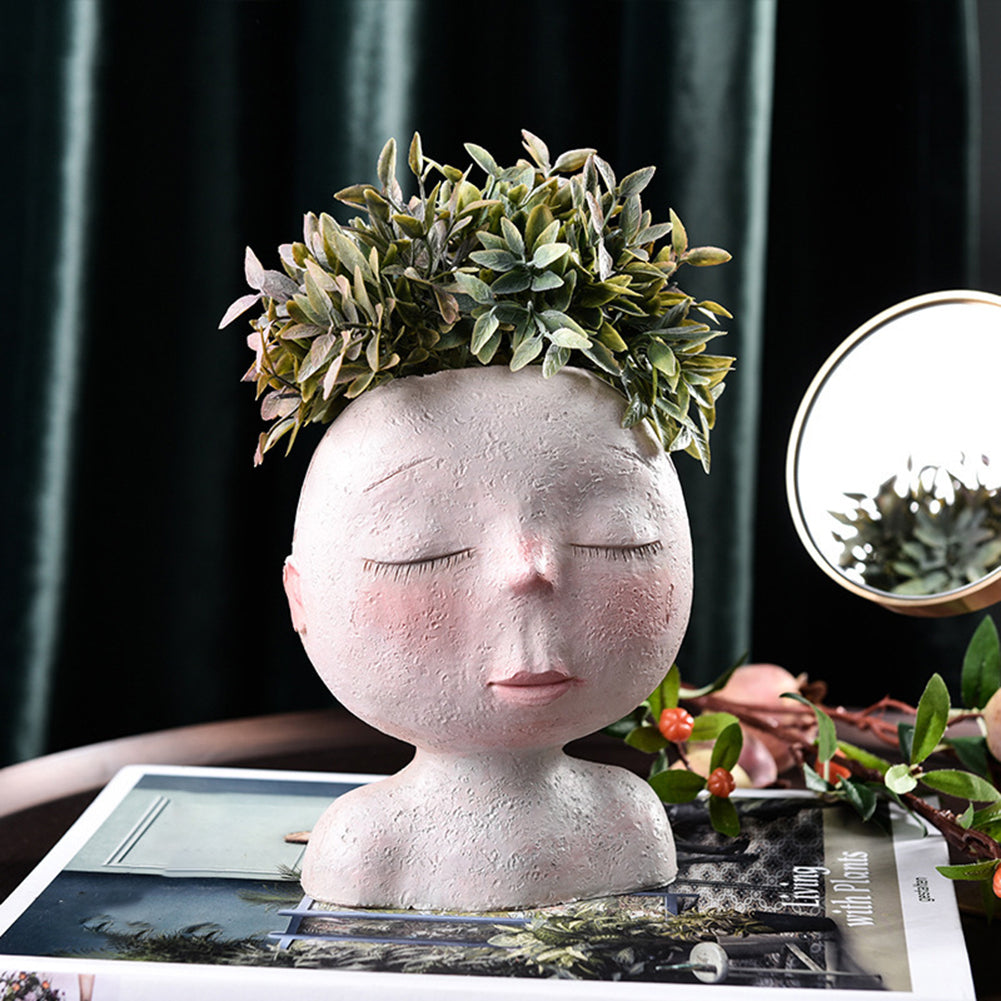 Human face flower pot