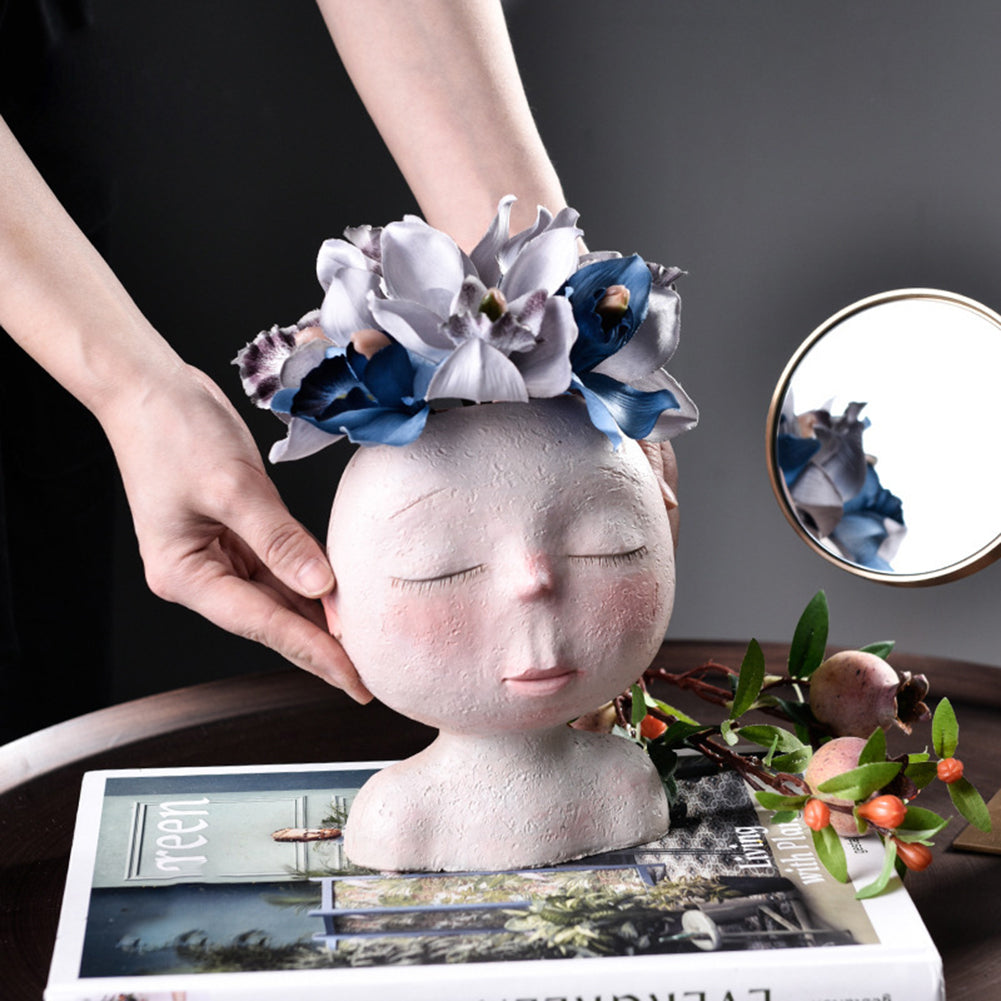 Human face flower pot