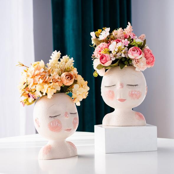 Human face flower pot