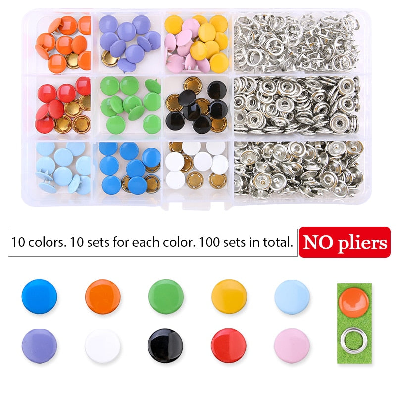 Metal Snap Fasteners Kit with Fastener Pliers Press