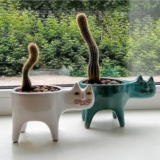 Cute_ Cat ceramic flower pot