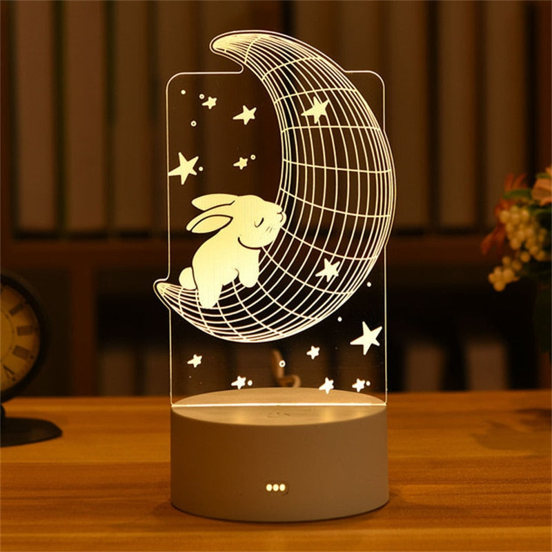 3D Creative Animals Bedside LED Night Lamp