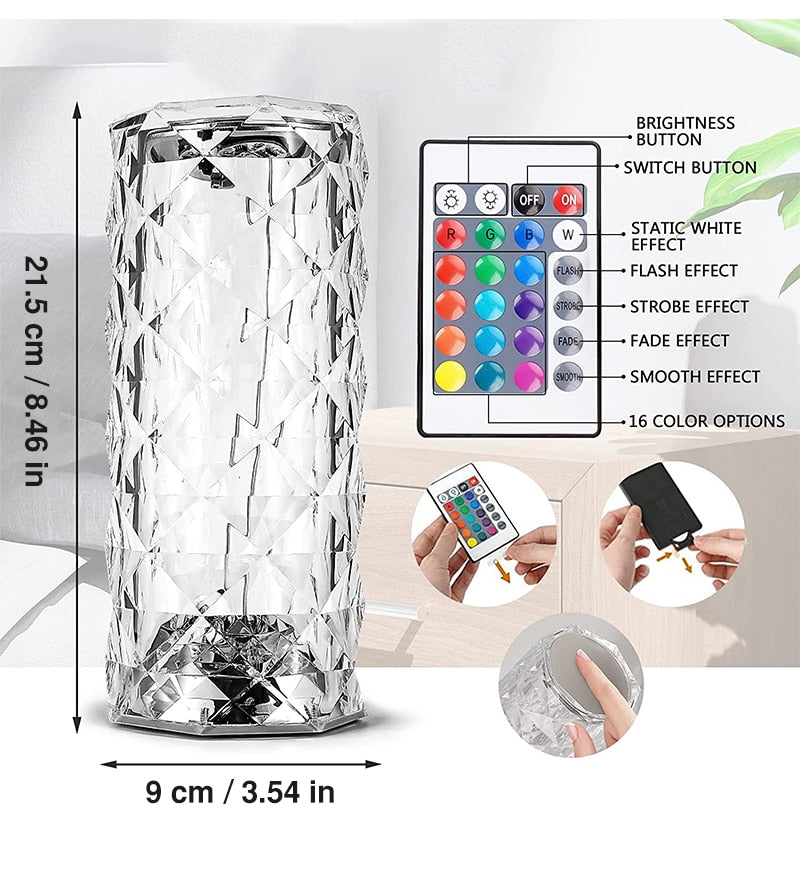 Touching Control Rose Acrylic Lamp