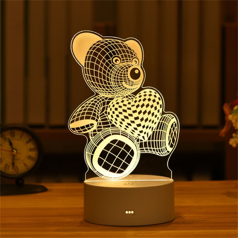 3D Creative Animals Bedside LED Night Lamp