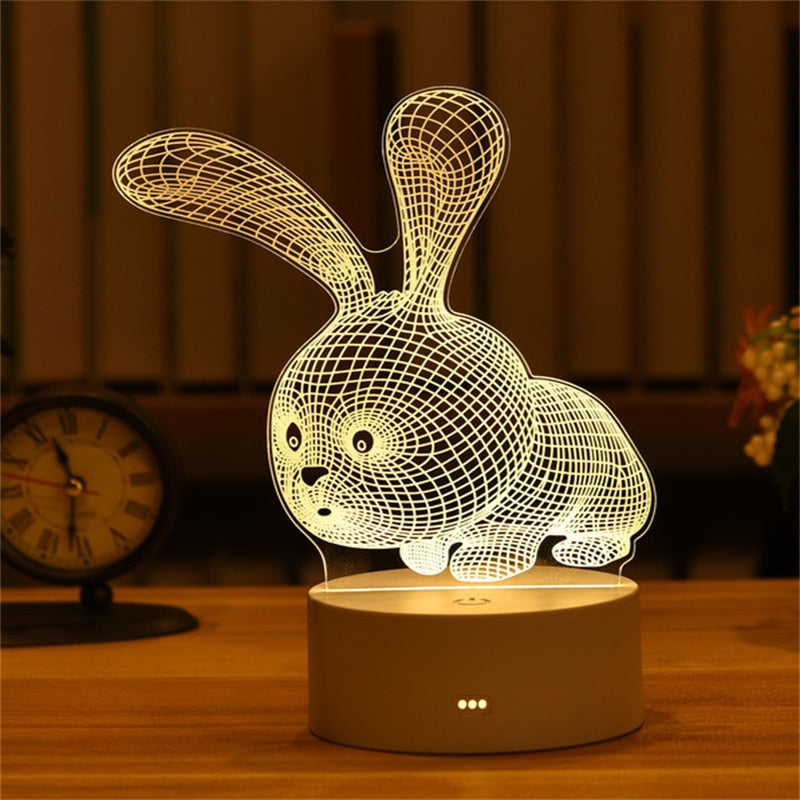 3D Creative Animals Bedside LED Night Lamp