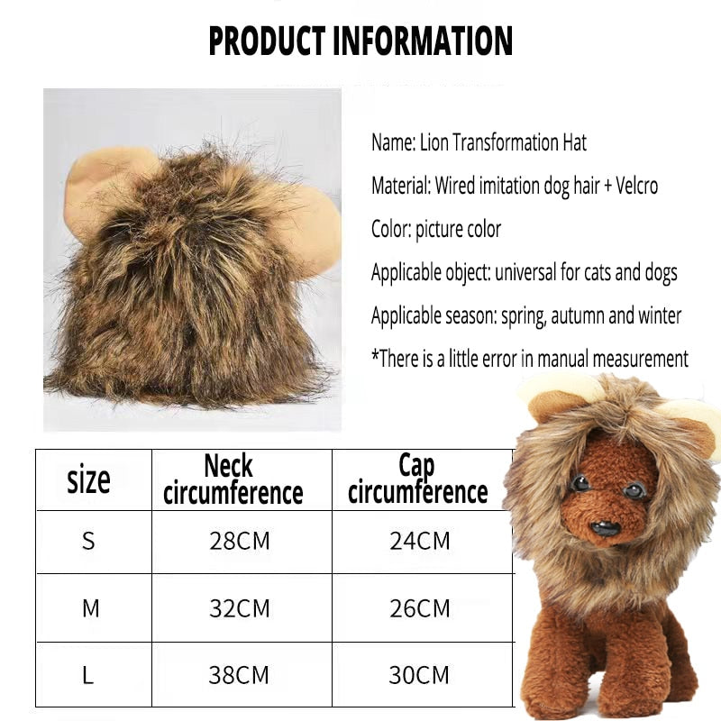 Lion wig for pets