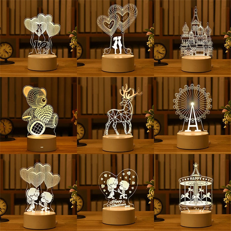 3D Creative Animals Bedside LED Night Lamp