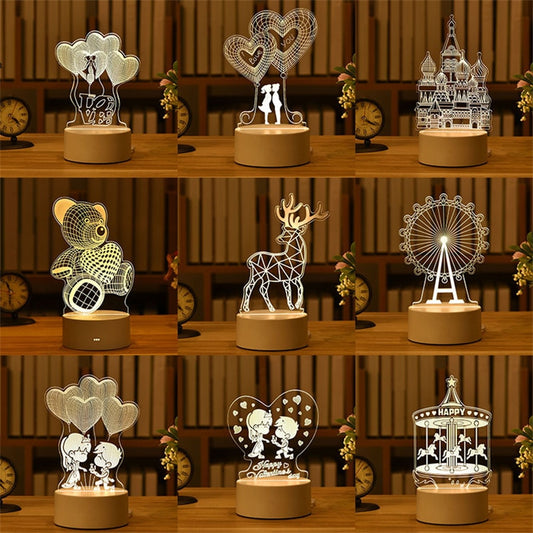 3D Creative Animals Bedside LED Night Lamp