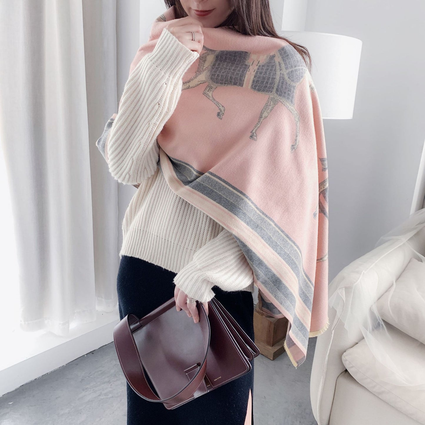 Luxurious cashmere winter warm scarf