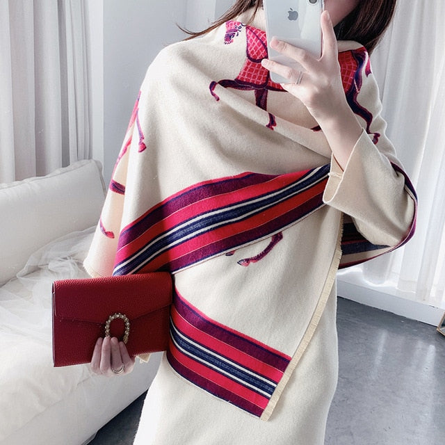 Luxurious cashmere winter warm scarf