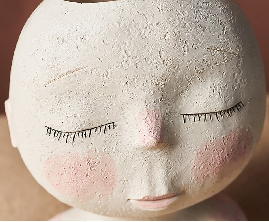 Human face flower pot
