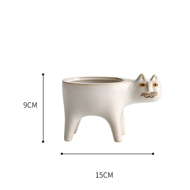 Cute_ Cat ceramic flower pot