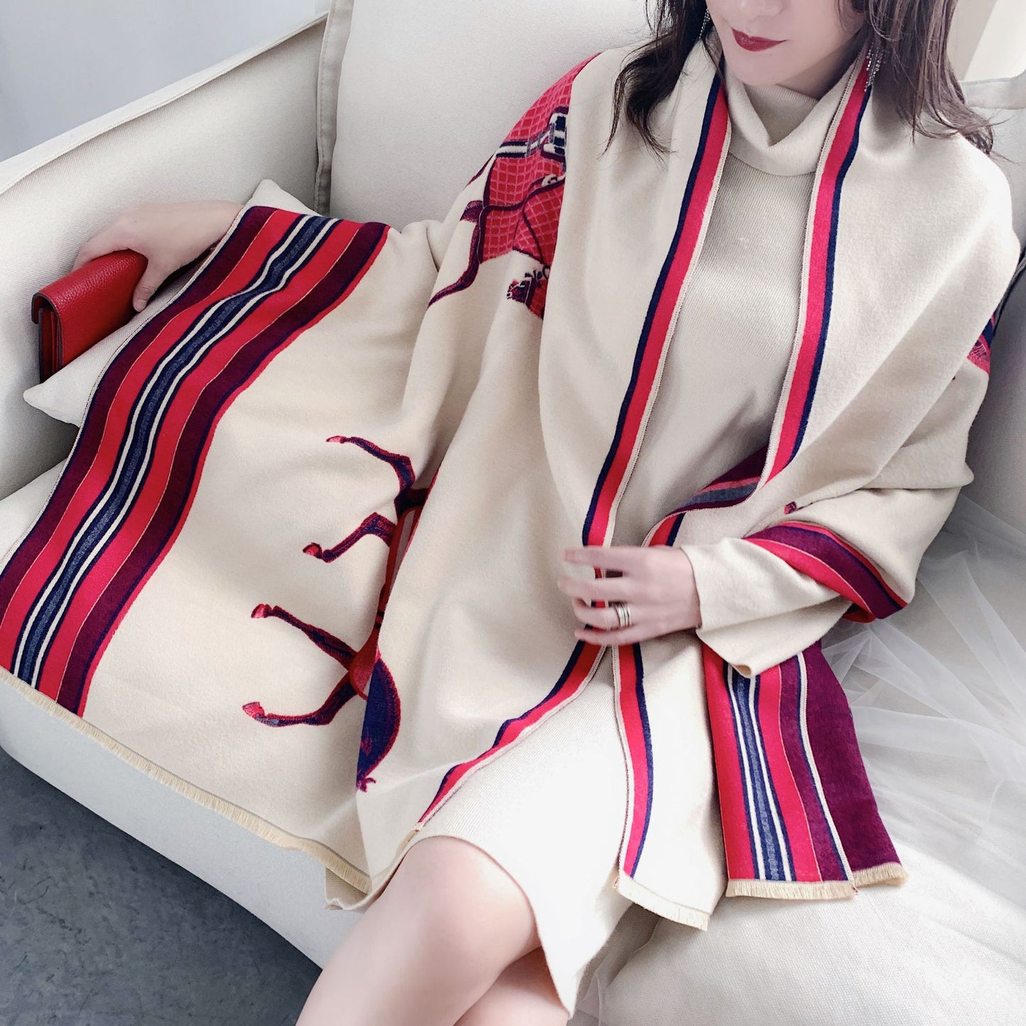 Luxurious cashmere winter warm scarf