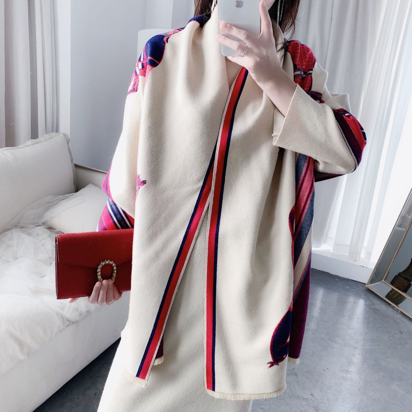 Luxurious cashmere winter warm scarf