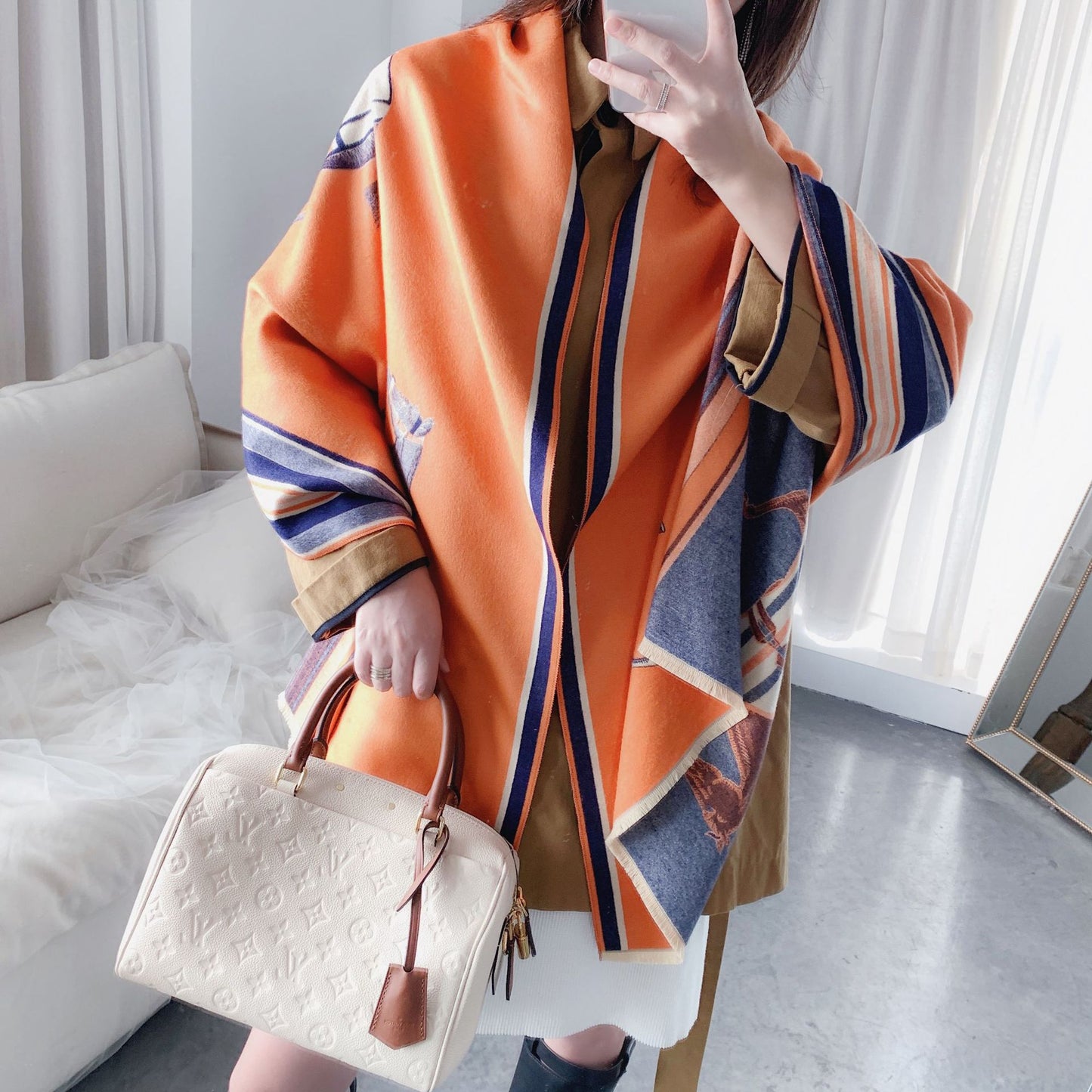 Luxurious cashmere winter warm scarf