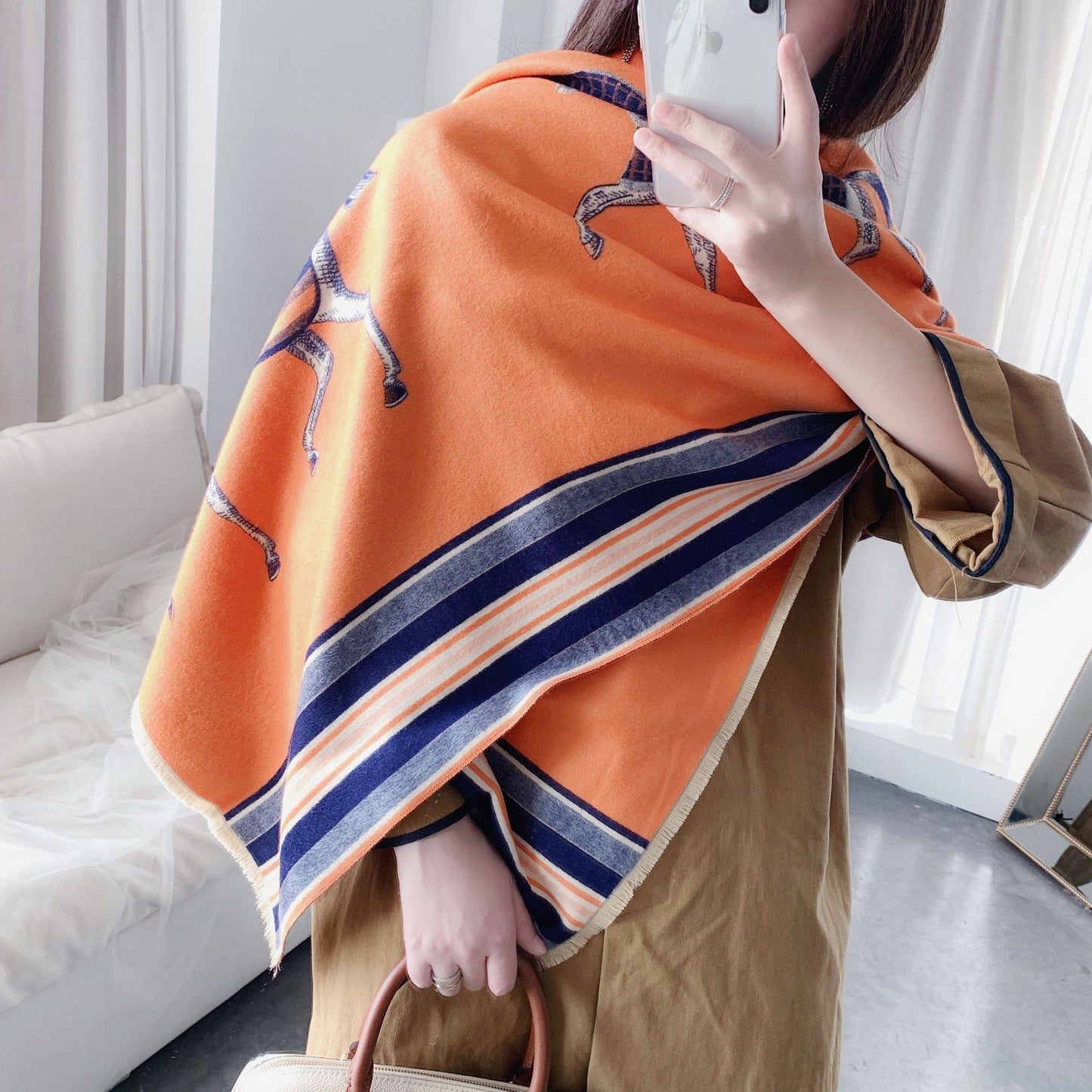 Luxurious cashmere winter warm scarf