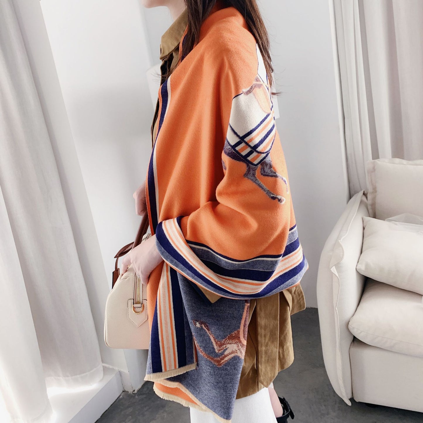 Luxurious cashmere winter warm scarf