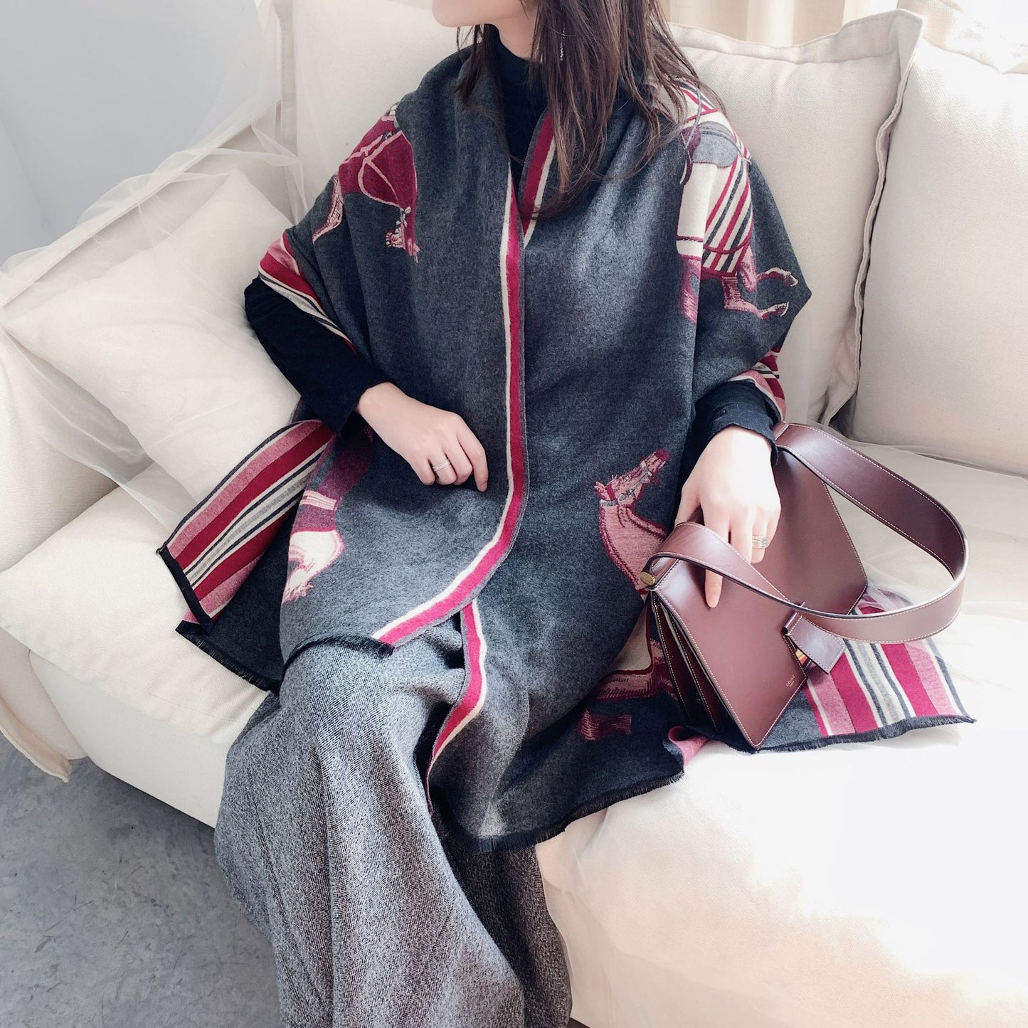 Luxurious cashmere winter warm scarf