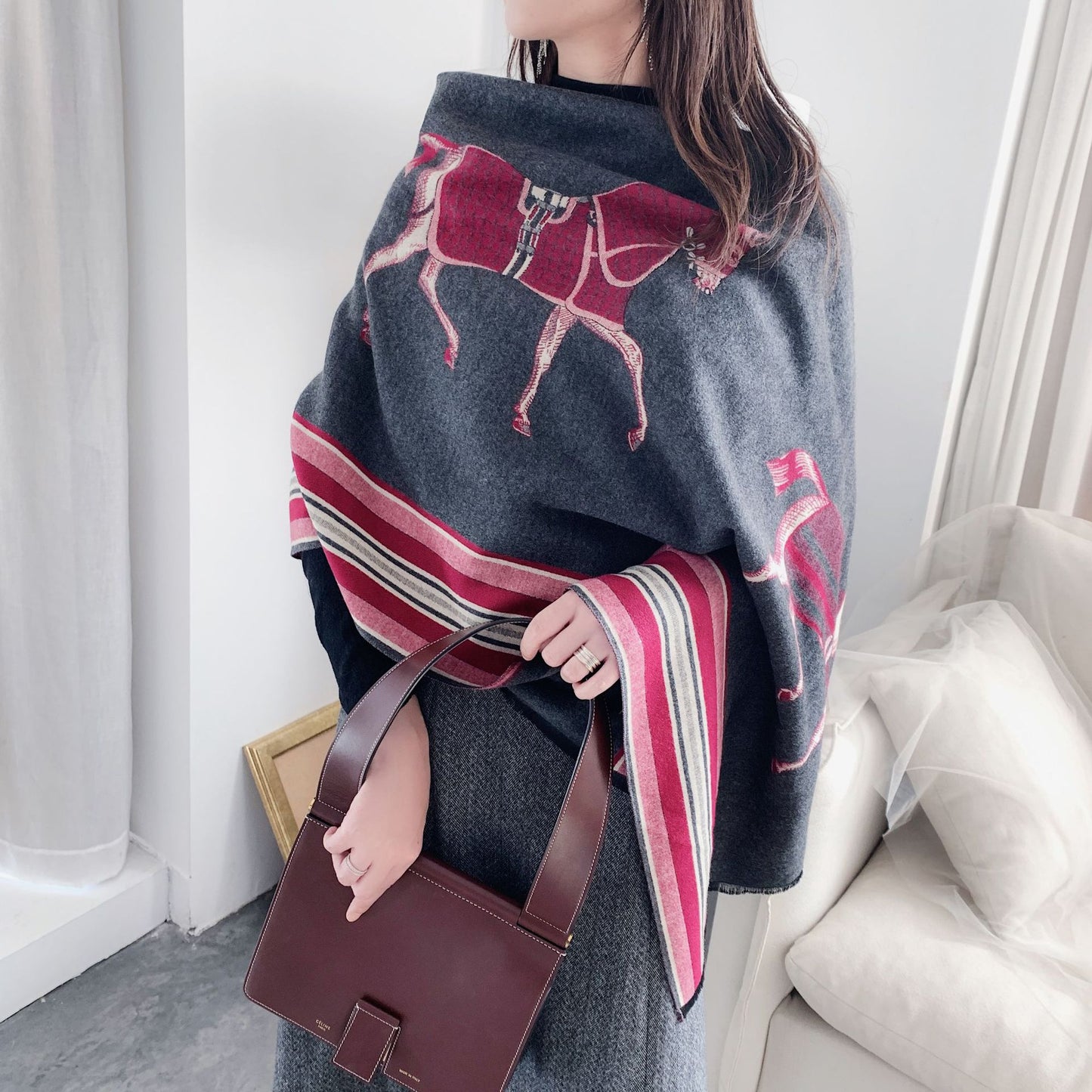 Luxurious cashmere winter warm scarf