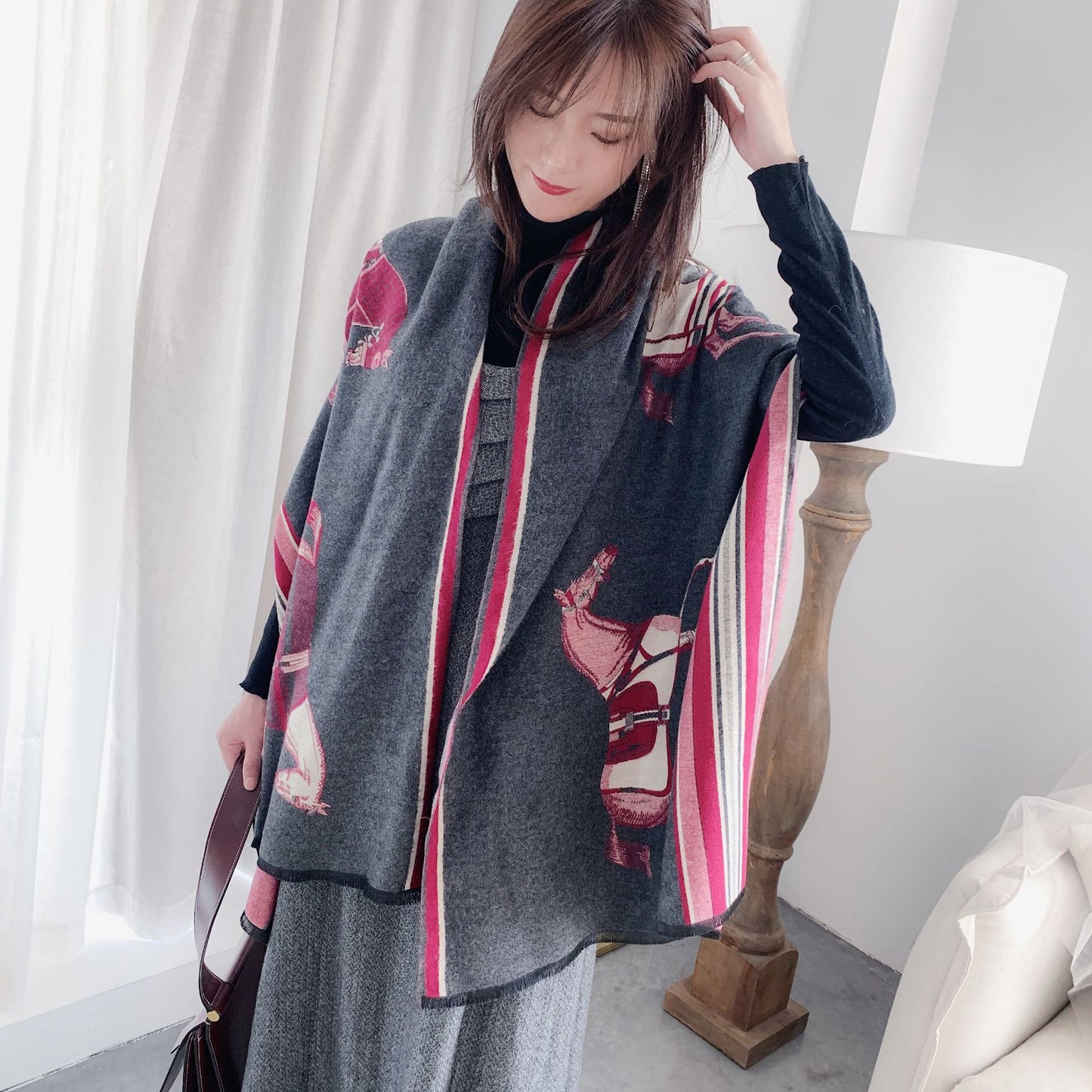 Luxurious cashmere winter warm scarf