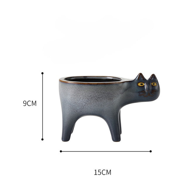 Cute_ Cat ceramic flower pot