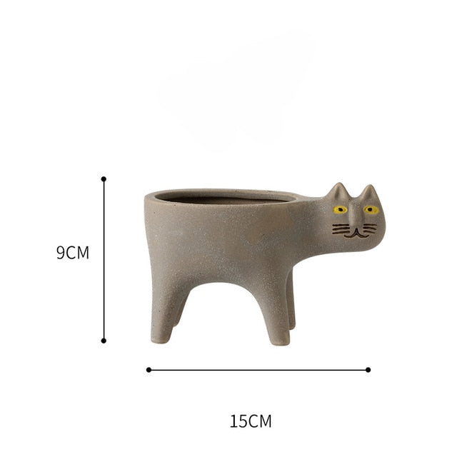 Cute_ Cat ceramic flower pot