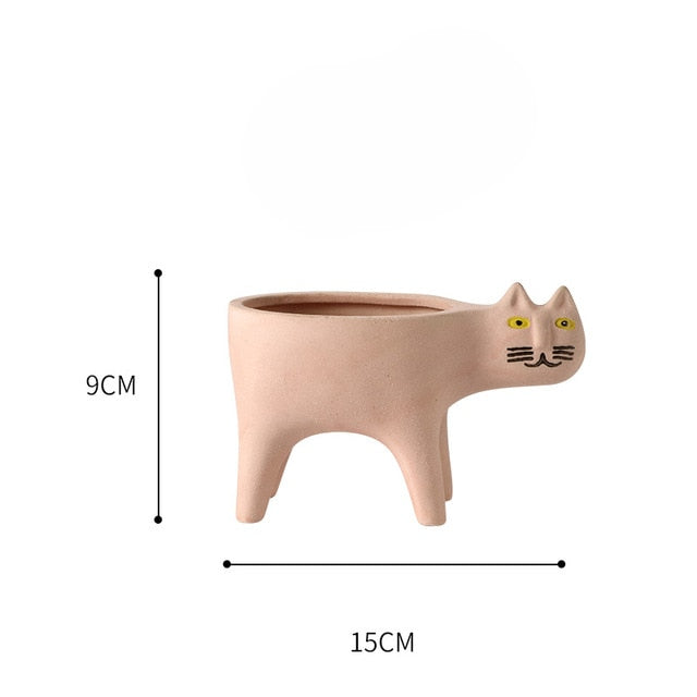 Cute_ Cat ceramic flower pot