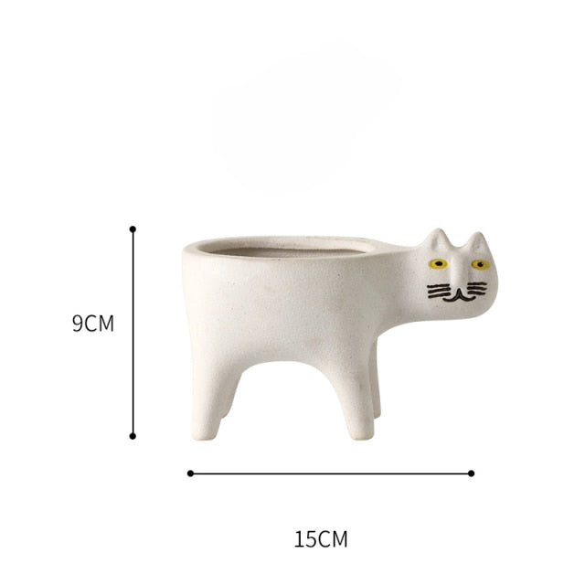 Cute_ Cat ceramic flower pot
