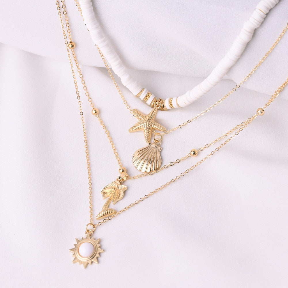 Patricia Boho Starfish & Shell Layered Necklaces