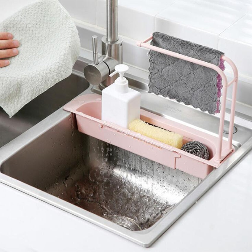 telescopic sink storage rack