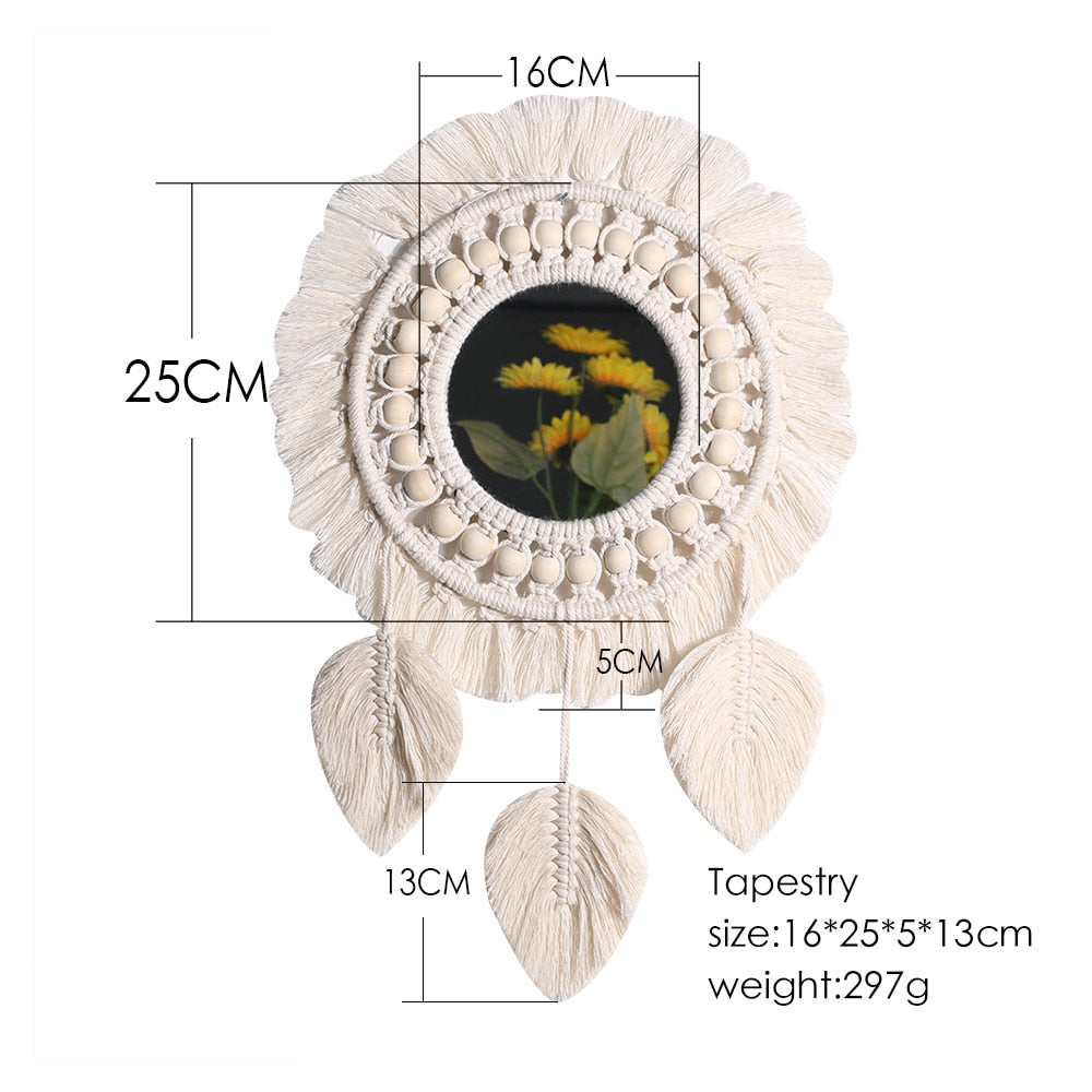 Boho Macrame Round Mirror