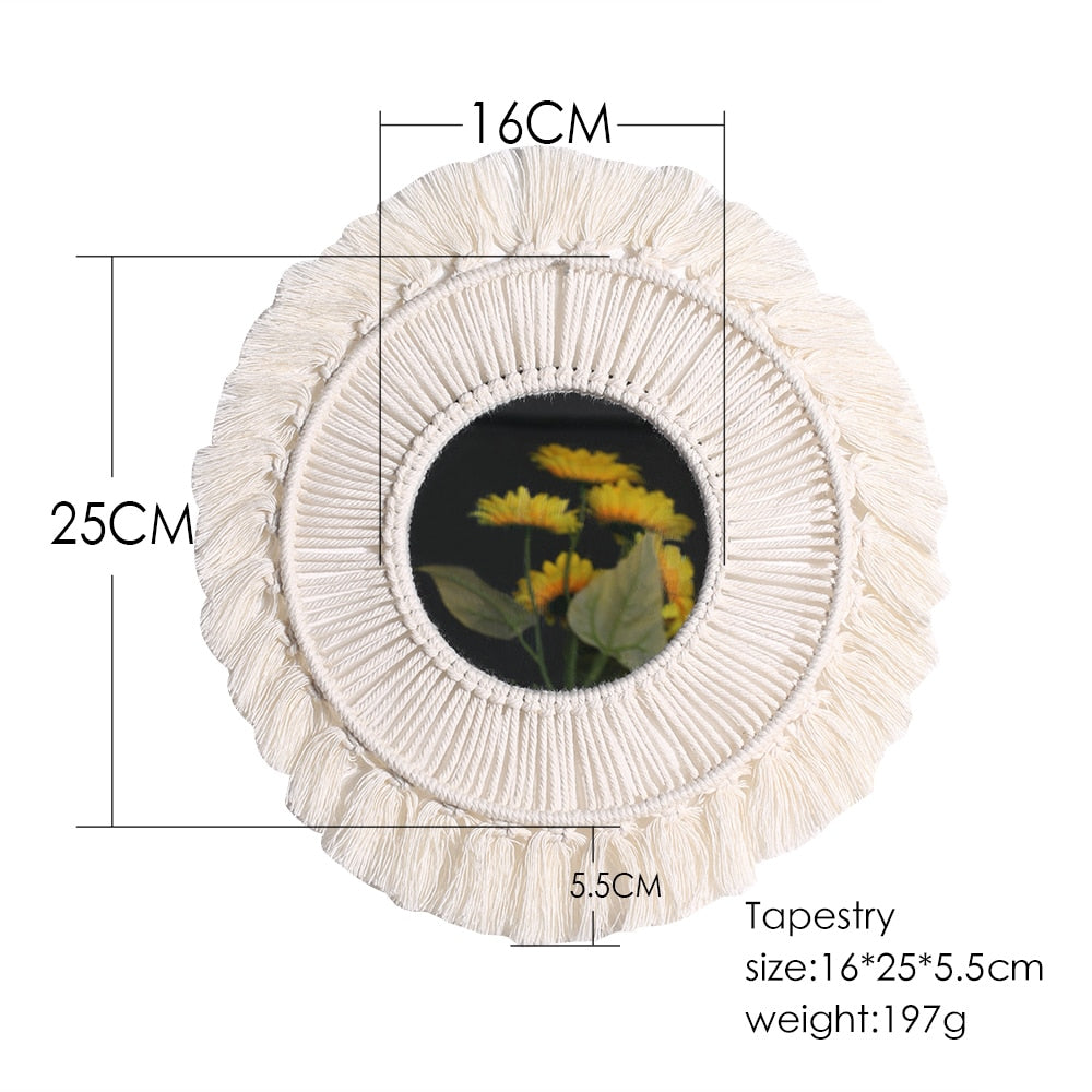Boho Macrame Round Mirror