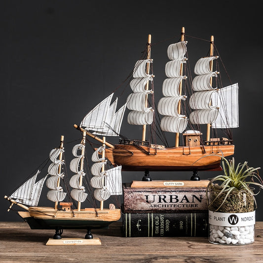 Wooden Sailing Boats With LED Light