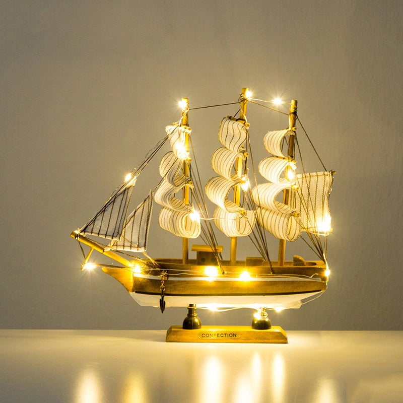 Wooden Sailing Boats With LED Light