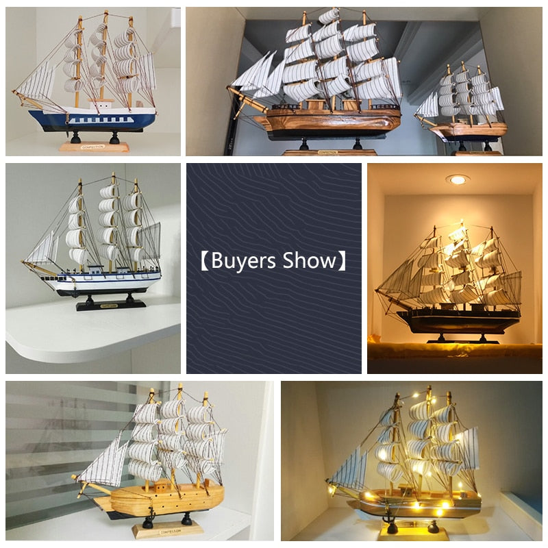 Wooden Sailing Boats With LED Light