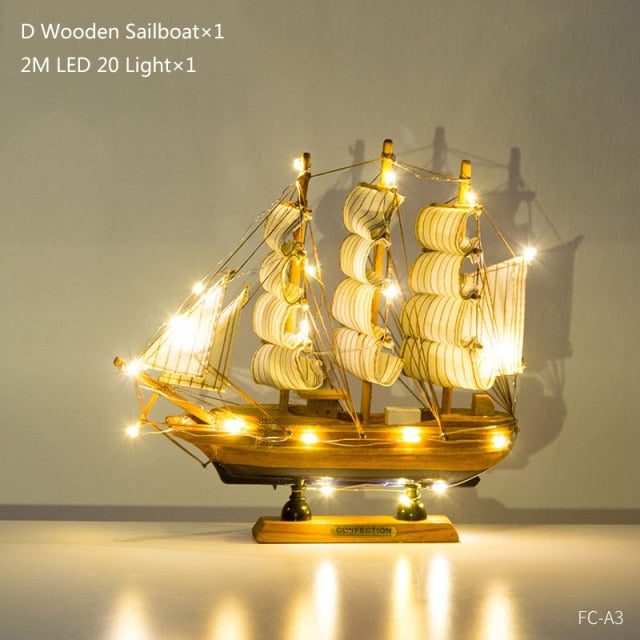 Wooden Sailing Boats With LED Light
