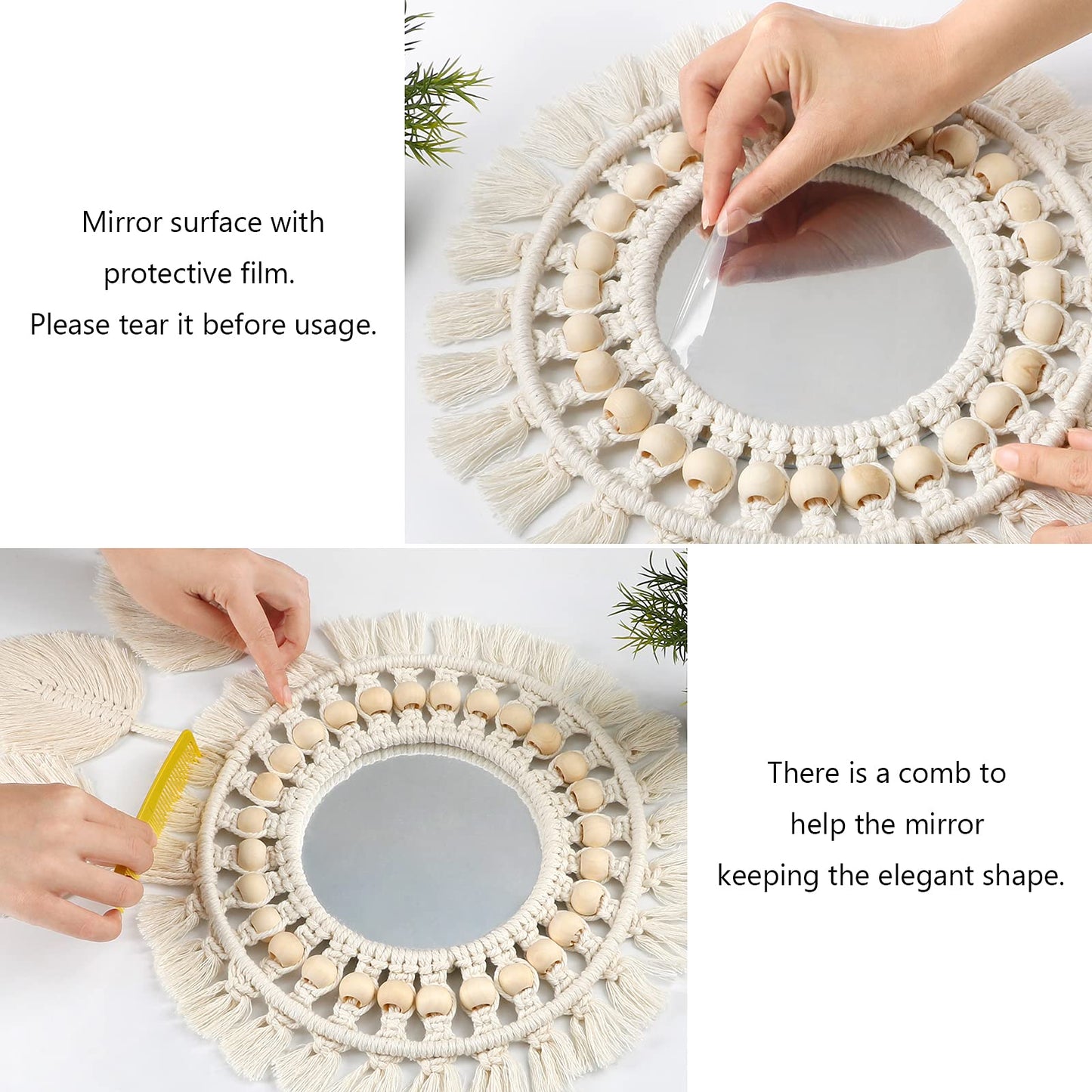 Boho Macrame Round Mirror