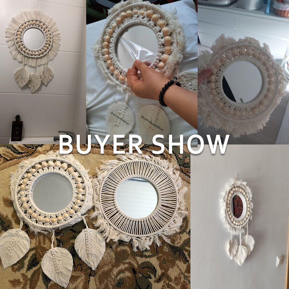 Boho Macrame Round Mirror