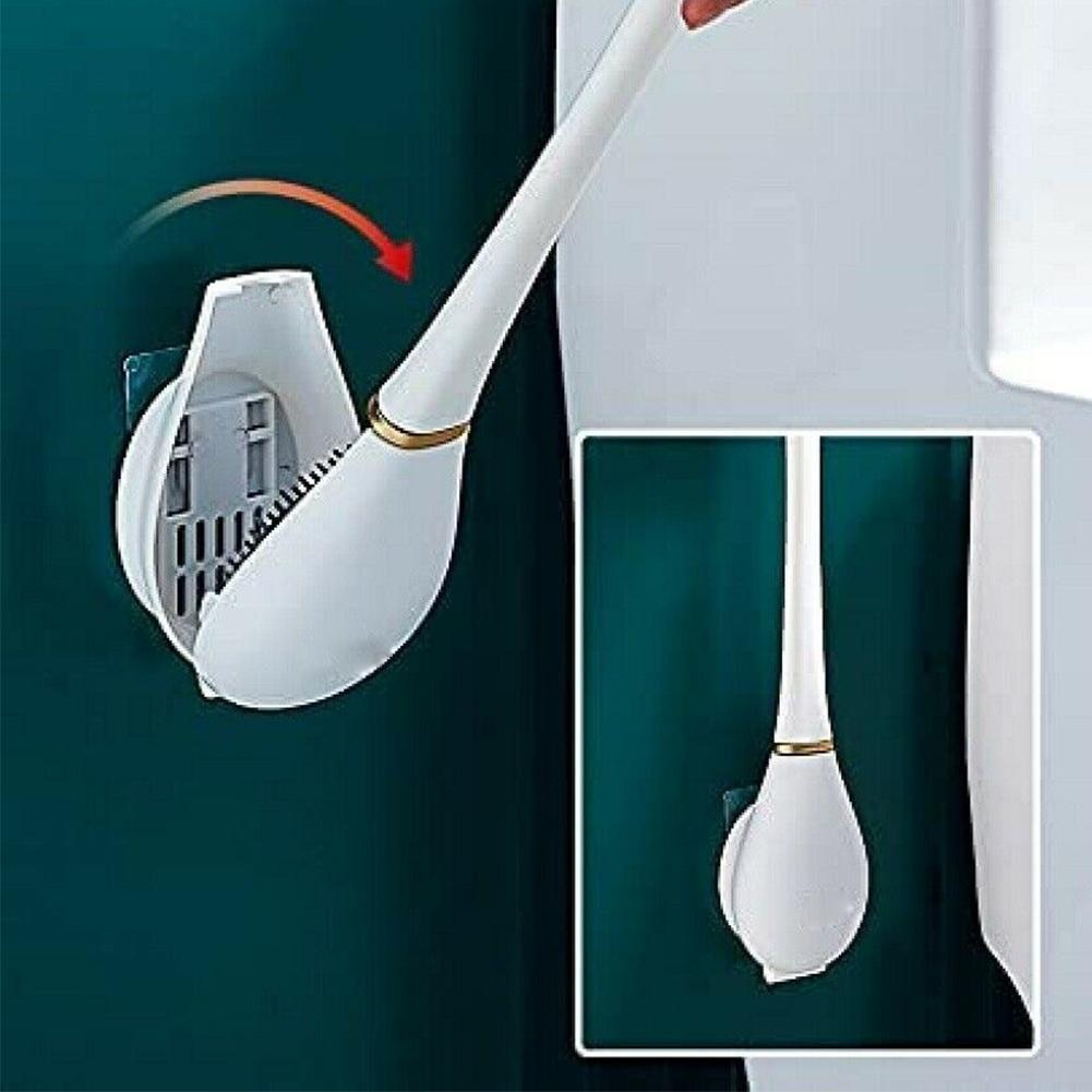 Silicone Toilet Brush with Toilet Brush Holder Wall-Mounted