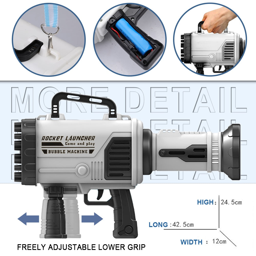 Bubble Machine Rocket Launcher With Light
