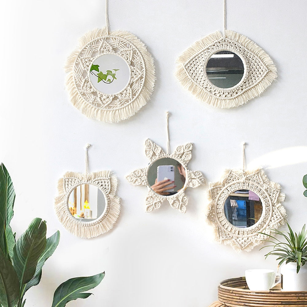 Boho Macrame Round Mirror