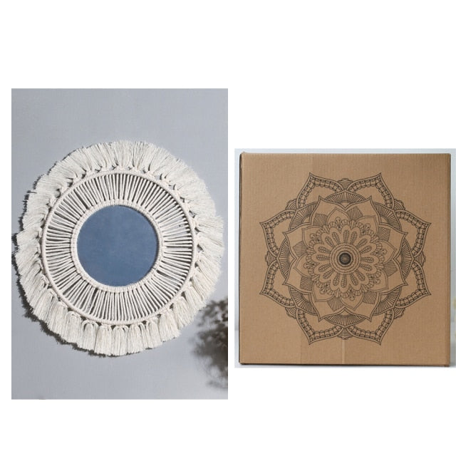 Boho Macrame Round Mirror