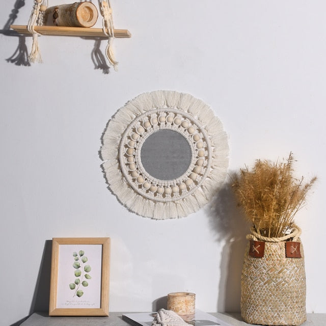 Boho Macrame Round Mirror