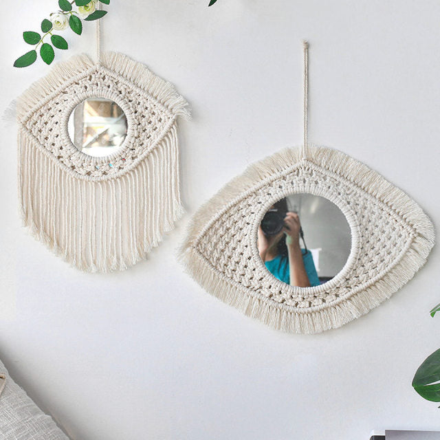 Boho Macrame Round Mirror