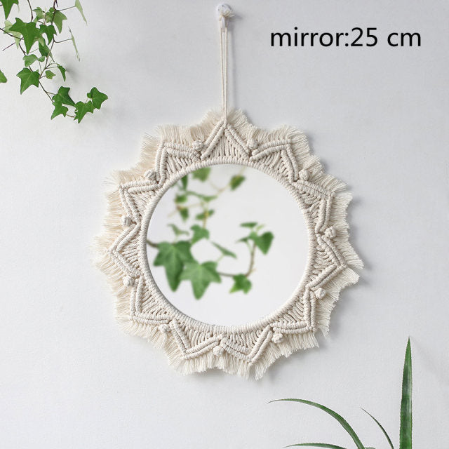 Boho Macrame Round Mirror