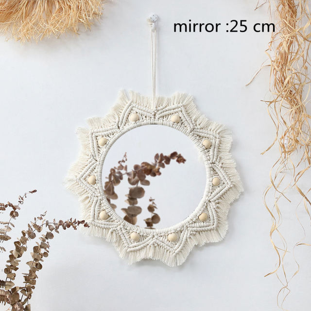 Boho Macrame Round Mirror