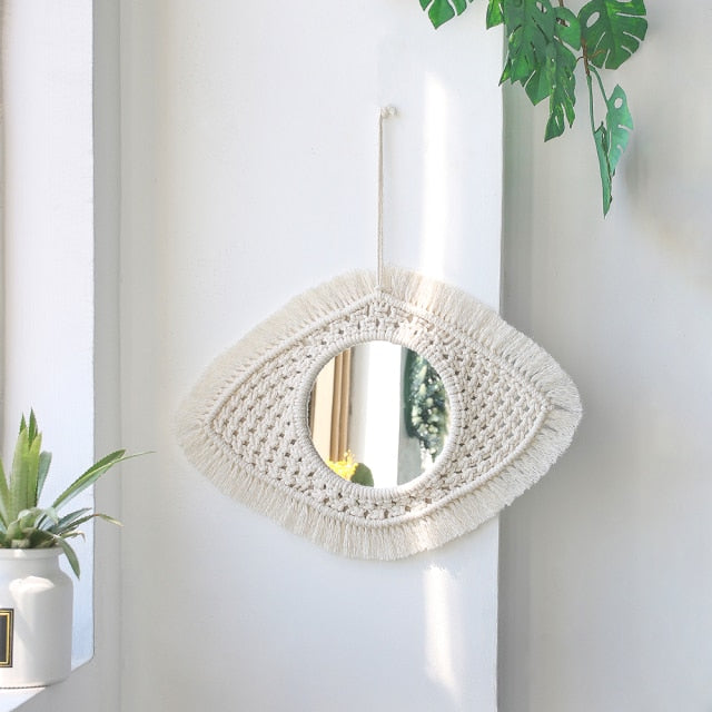 Boho Macrame Round Mirror
