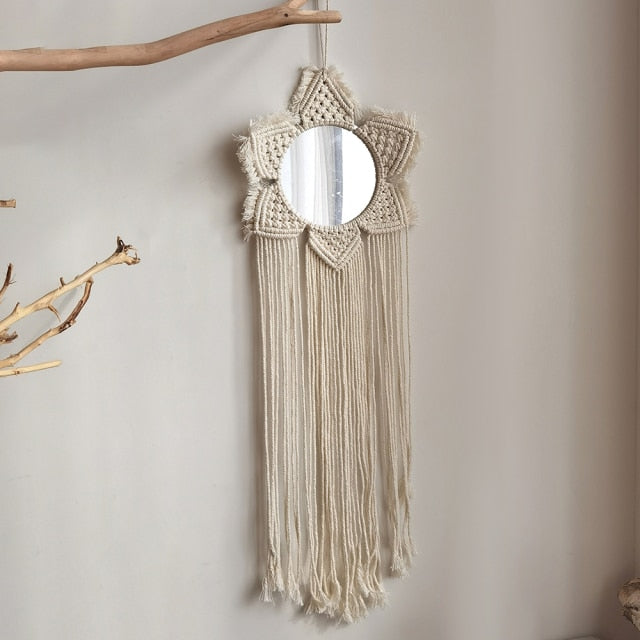 Boho Macrame Round Mirror