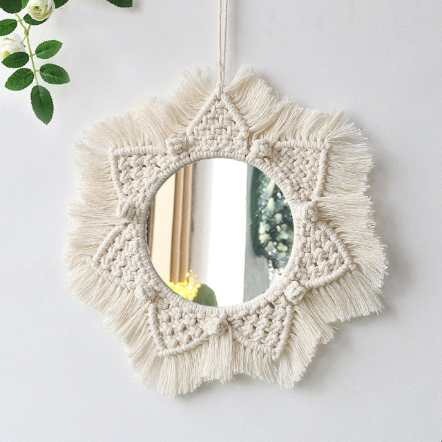 Boho Macrame Round Mirror